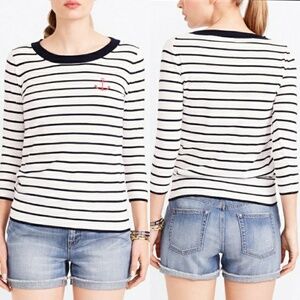 Striped Nautical  top crewneck 3/4 sleeved